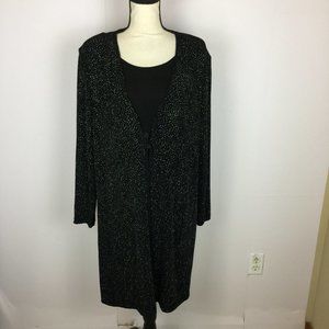 Vintage Sheri Martin New York Layered Top Sz 14 Womans Black Slinky Knit Sparkle
